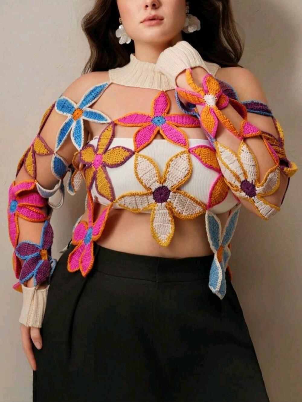 Crochet Floral Sweater